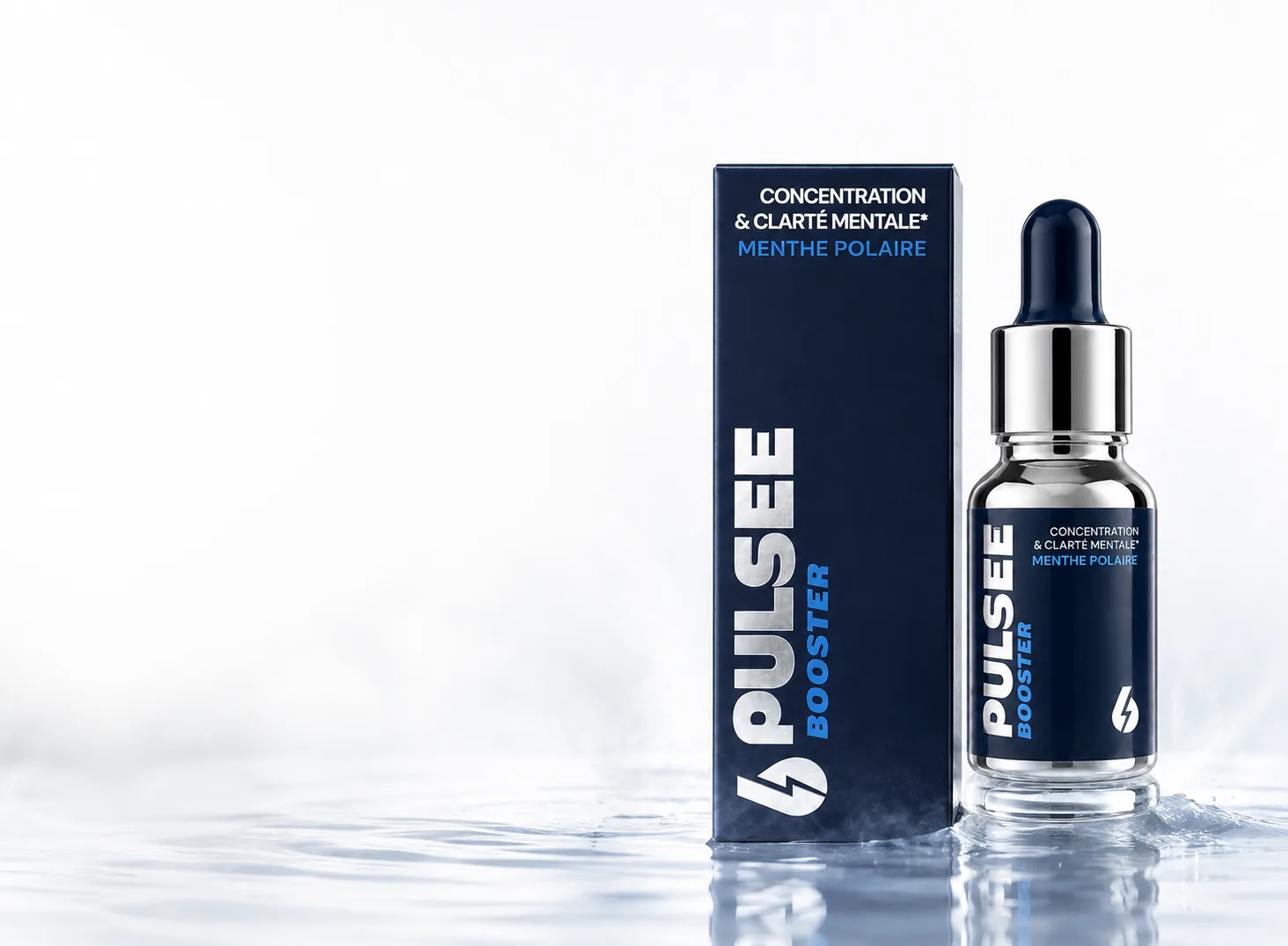 Flacon Pulsee Booster caféine micro-dosée en gouttes, sans sucre, fabriqué en France