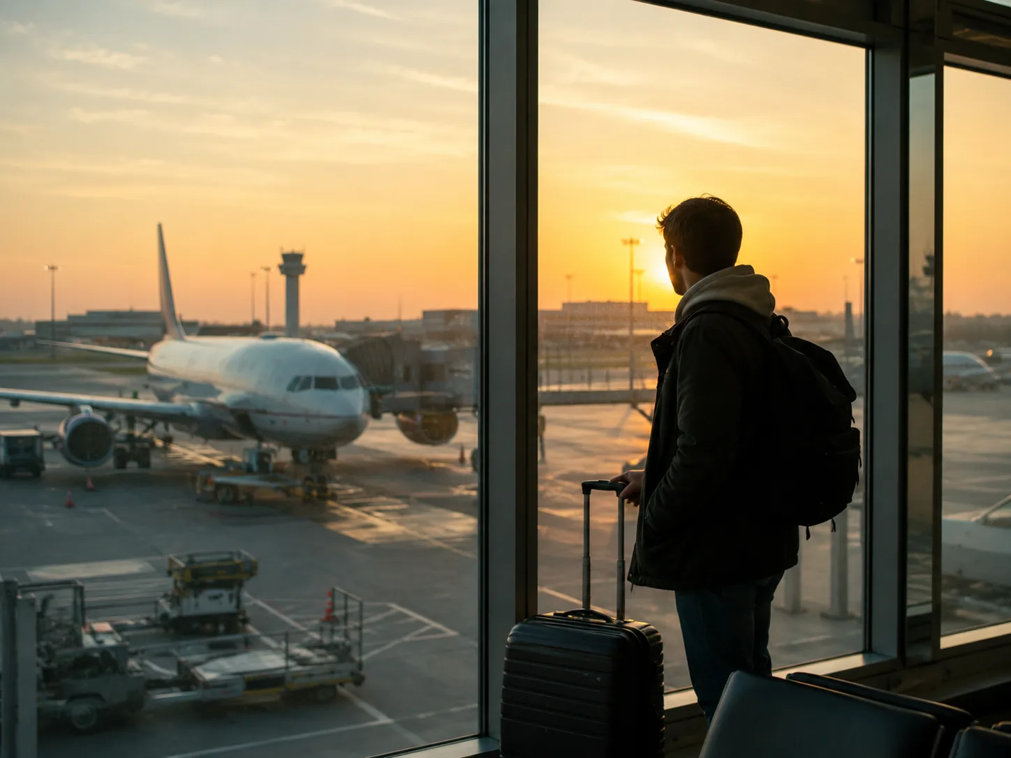 Voyageur avec un bagage à main